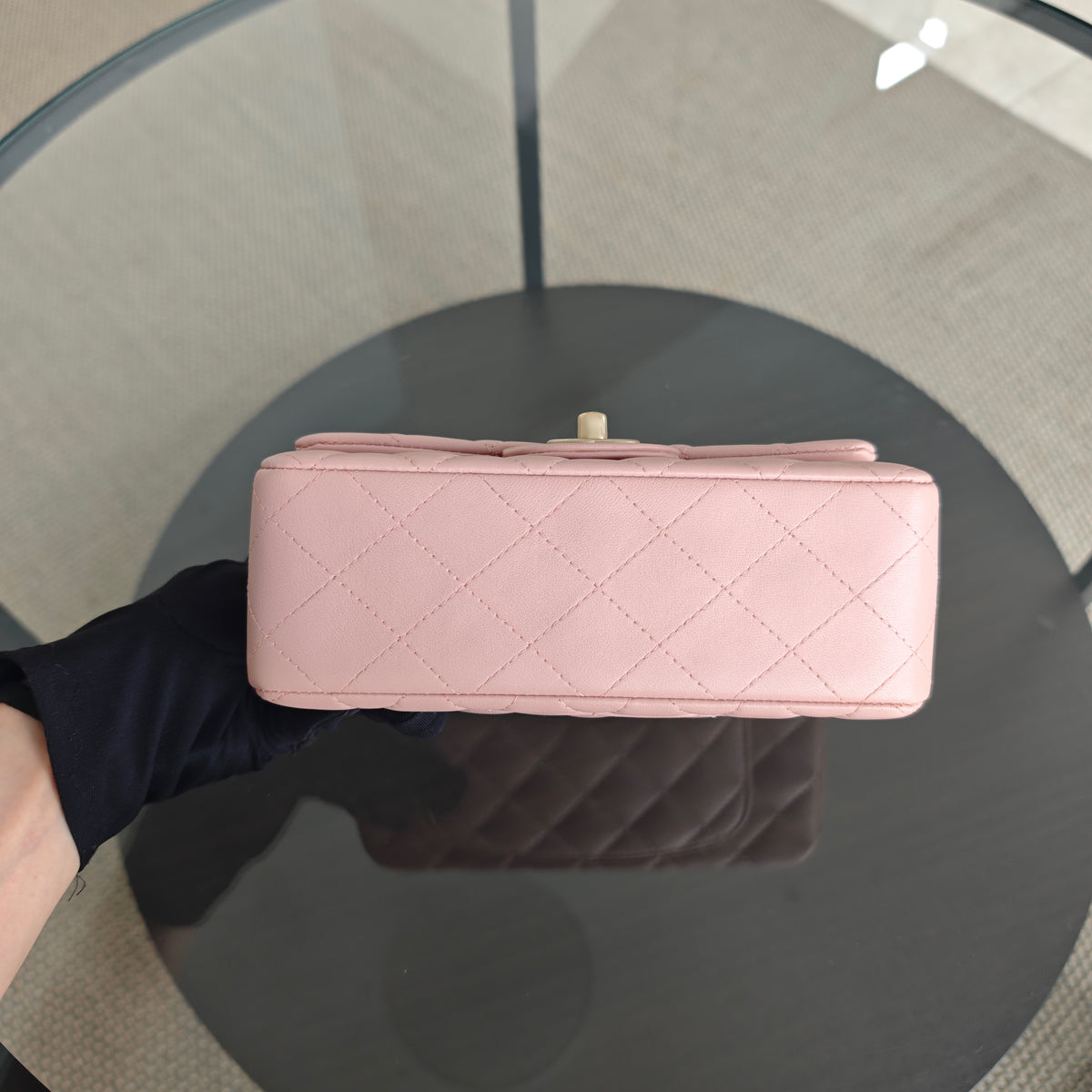 Chanel Mini Rectangle Classic Flap - 20CM Lamskin Quilted Light Pink Gold Hardware Series 20