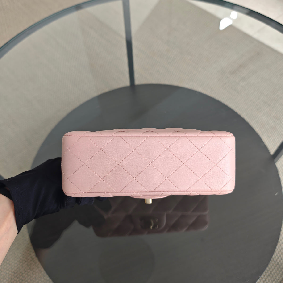 Chanel Mini Rectangle Classic Flap - 20CM Lamskin Quilted Light Pink Gold Hardware Series 20