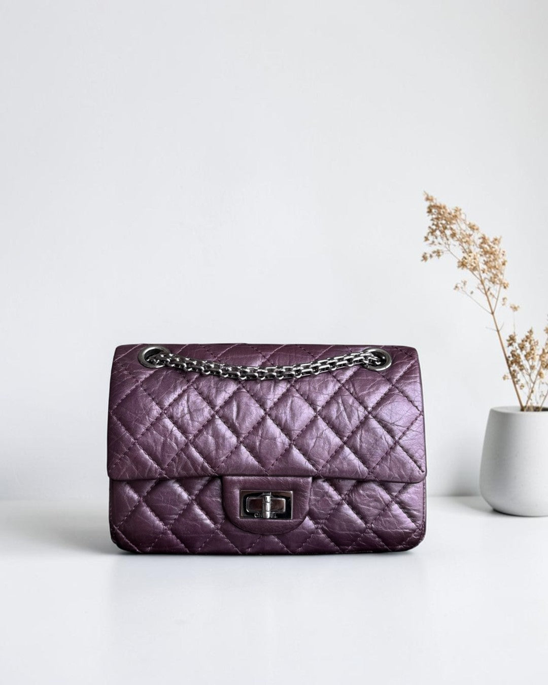 Chanel 2.55 Reissue Mini - 20CM Quilted Calfskin Purple Silver Hardware Series 16