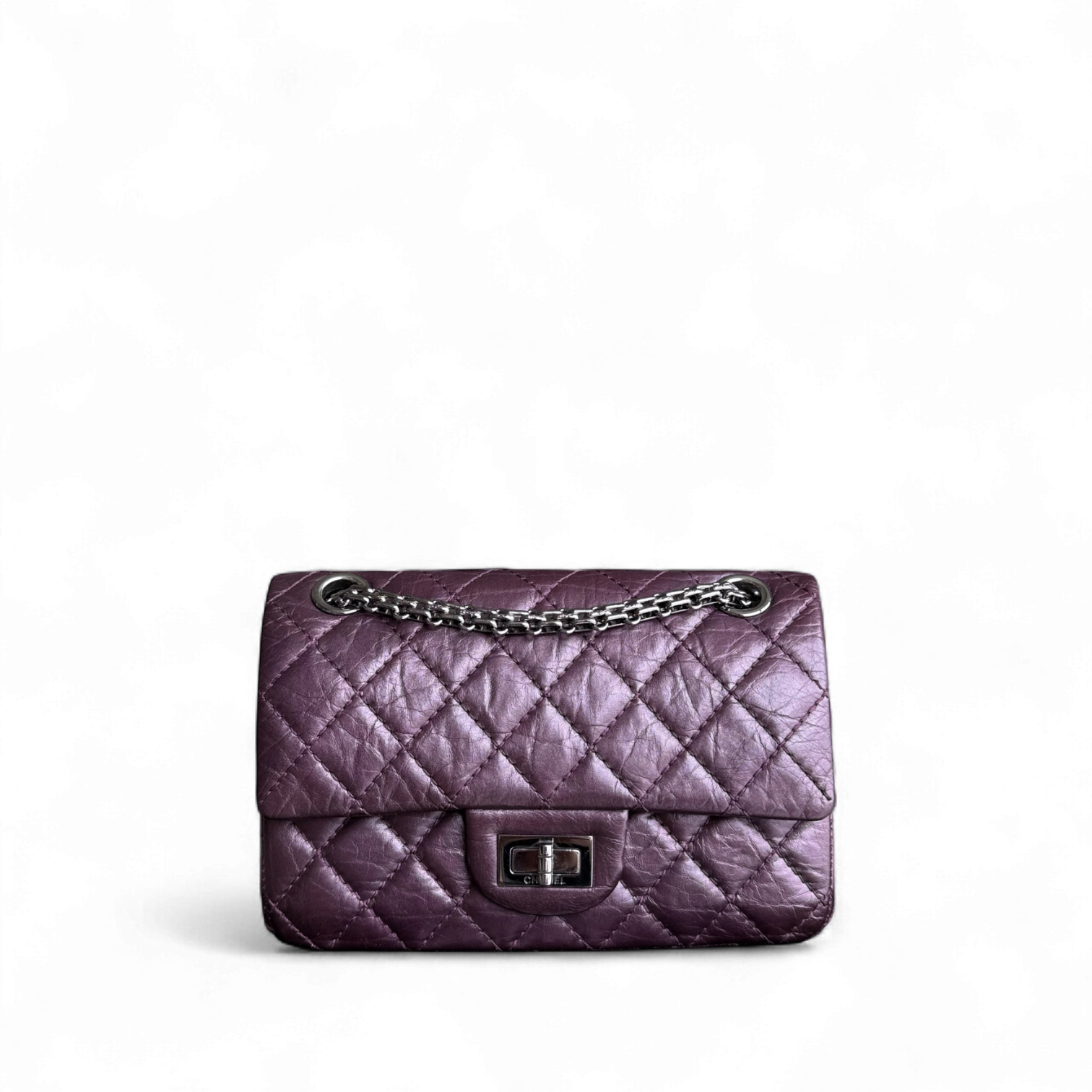 Chanel 2.55 Reissue Mini - 20CM Quilted Calfskin Purple Silver Hardware Series 16