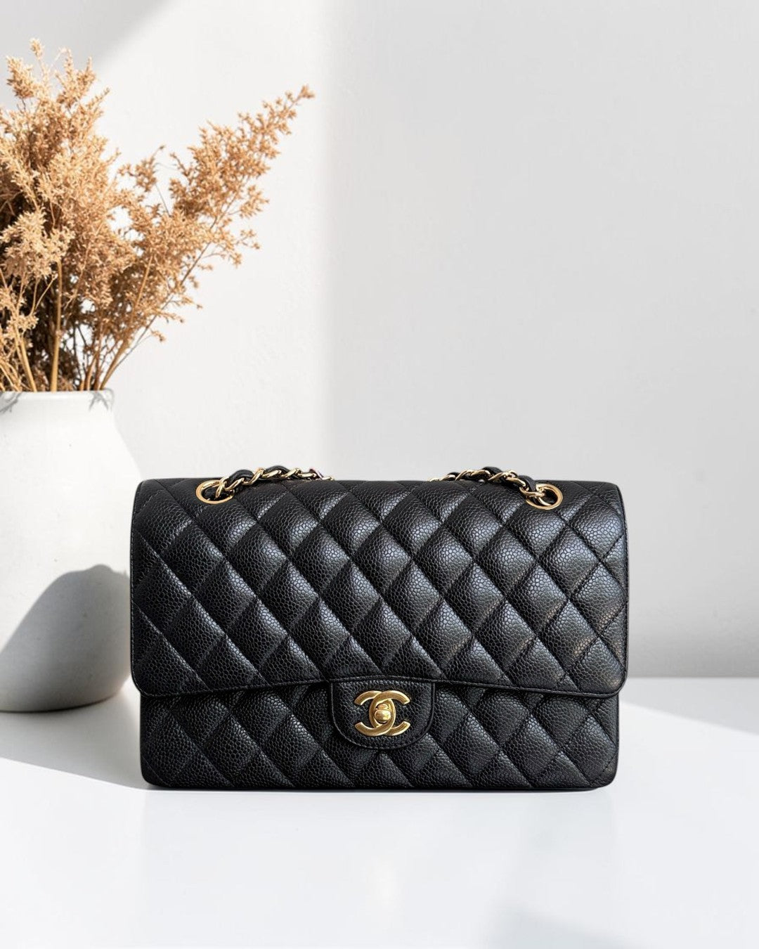 Chanel Classic Flap Medium - Caviar 25CM Quilted Double Flap Black Gold Hardware Series 27