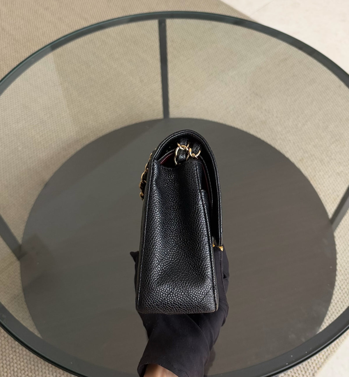 Chanel Classic Flap Medium - 25CM Quilted Caviar Black Gold Hardware Series 17