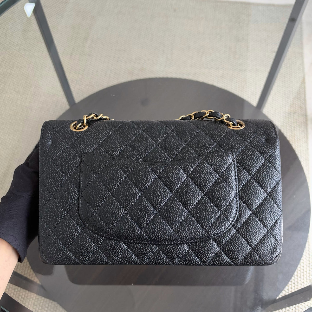 Chanel Classic Flap Medium - 25CM Quilted Caviar Black Gold Hardware Series 17