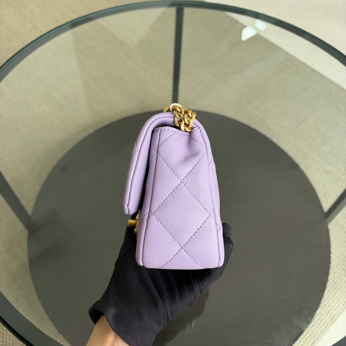 Chanel Flap Mini 21CM Sweetheart 23P - Caviar Quilted Lavender Gold Hardware Microchip