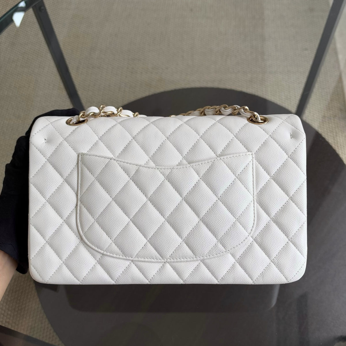 Chanel Classic Flap Medium - Caviar Quilted White Gold Hardware Series 29