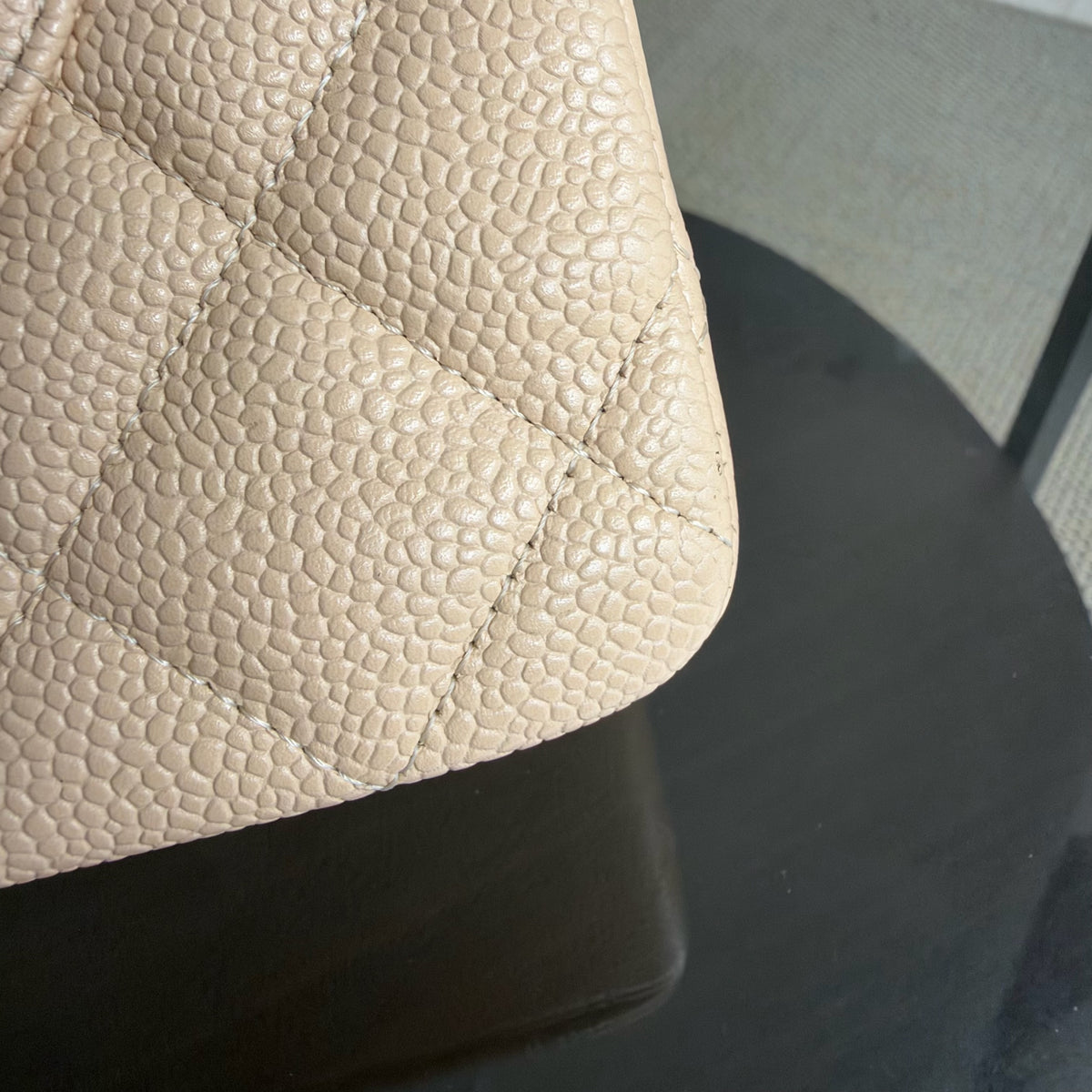 Chanel Classic Flap Jumbo - Caviar 30CM Single Flap Quilted Beige Gold Hardware Series 13