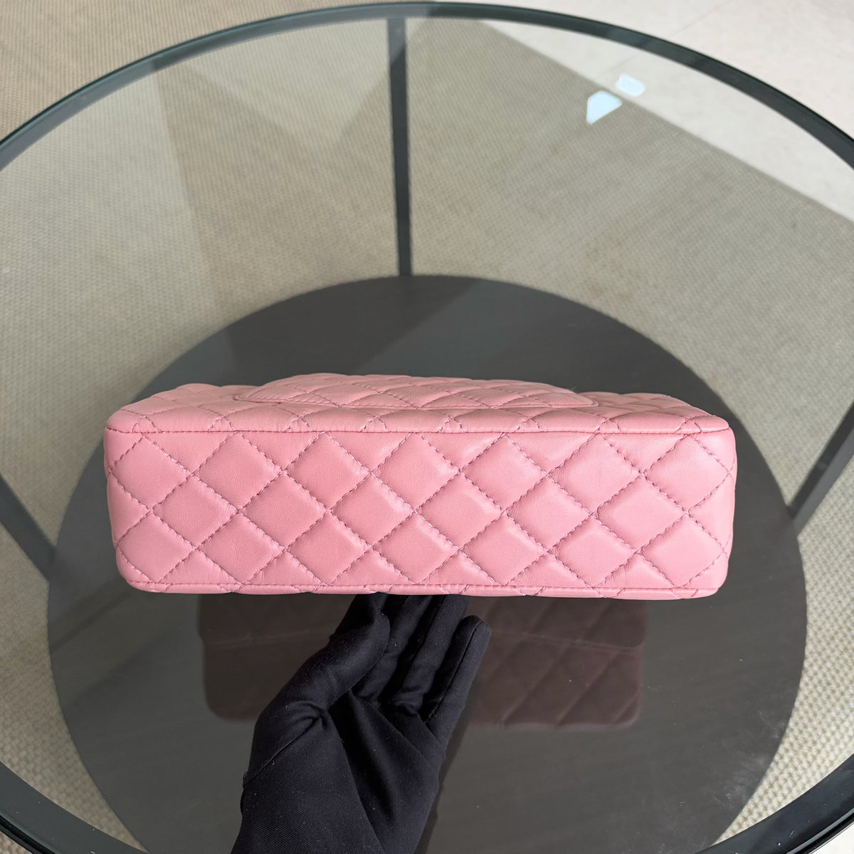 Chanel Classic Flap Medium - 25CM Quilted Lambskin Light Pink Silver Hardware Series 12