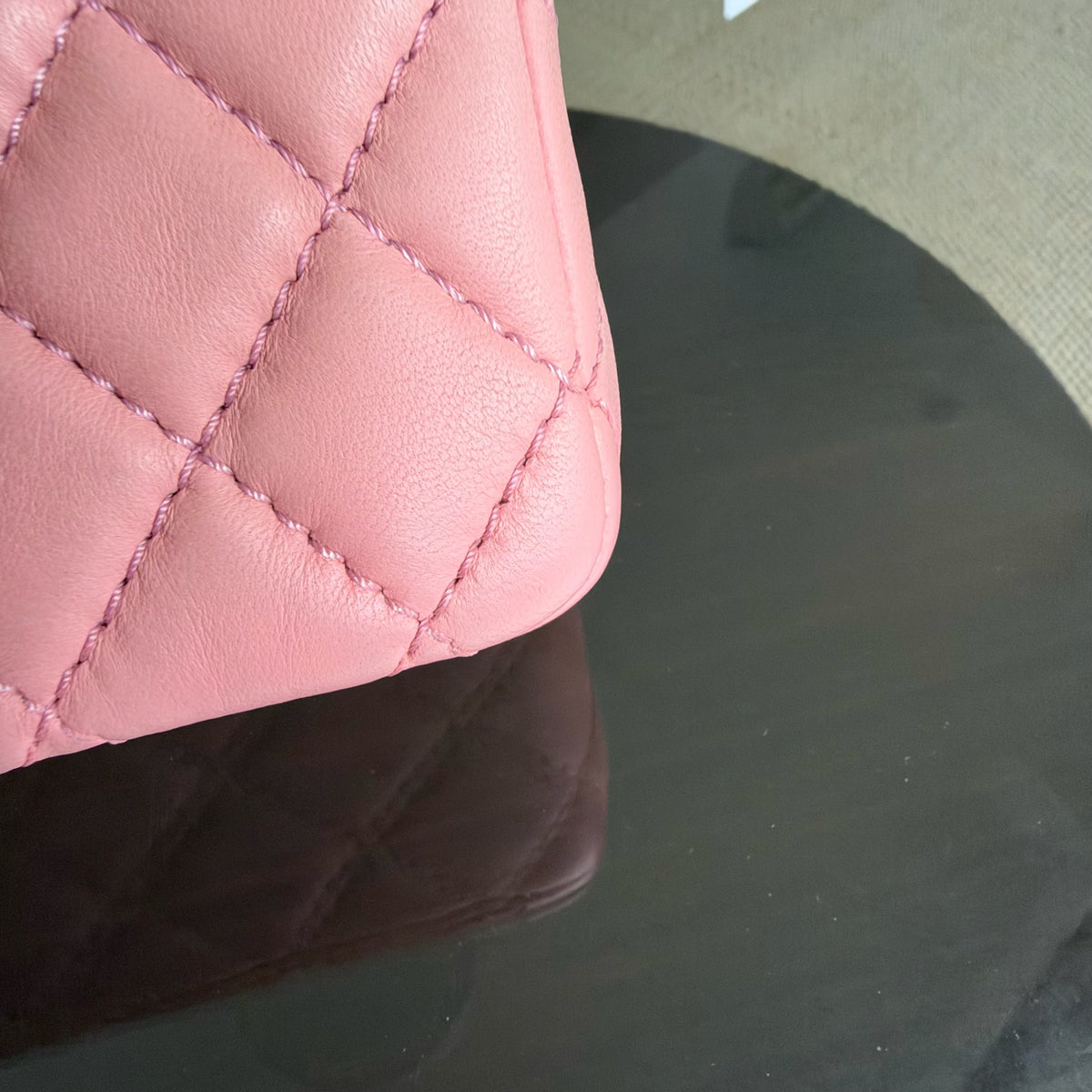 Chanel Classic Flap Medium - 25CM Quilted Lambskin Light Pink Silver Hardware Series 12