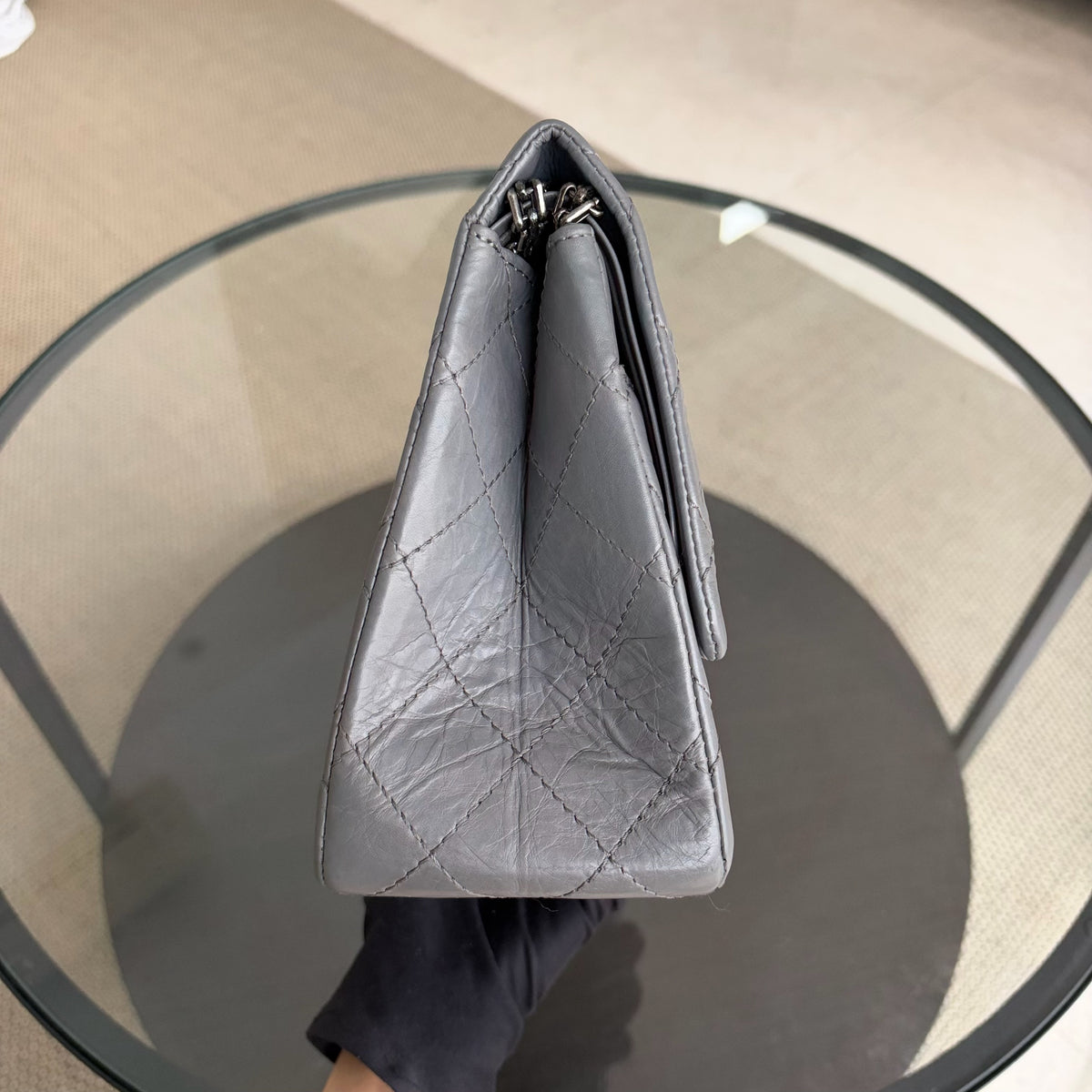 Chanel 2.55 Reissue 227 - Quilted Aged Calfskin Gray Grey Ruthenium Silver Hardware Series 12