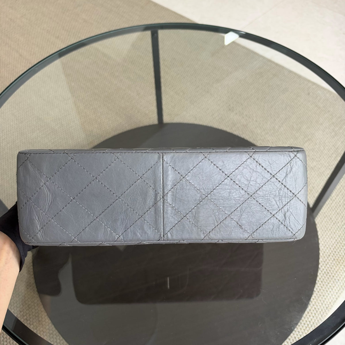 Chanel 2.55 Reissue 227 - Quilted Aged Calfskin Gray Grey Ruthenium Silver Hardware Series 12