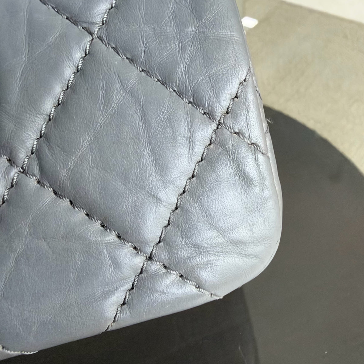 Chanel 2.55 Reissue 227 - Quilted Aged Calfskin Gray Grey Ruthenium Silver Hardware Series 12