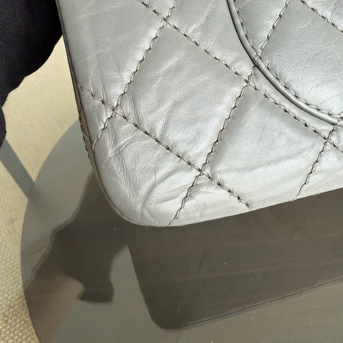 Chanel 2.55 Reissue 227 - Quilted Aged Calfskin Gray Grey Ruthenium Silver Hardware Series 12