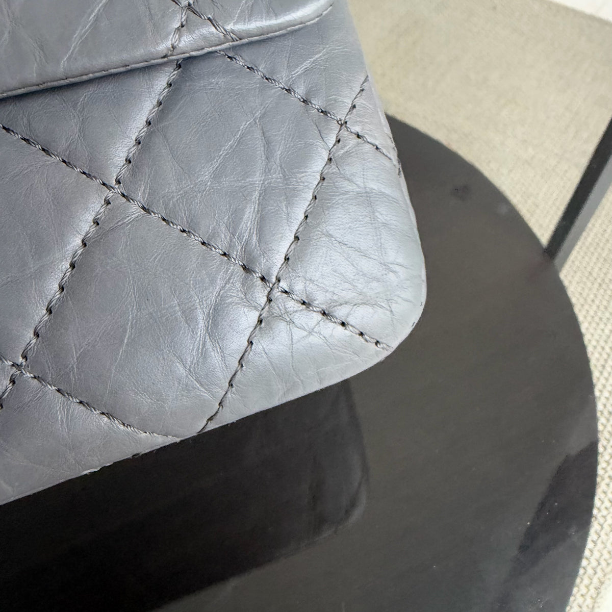 Chanel 2.55 Reissue 227 - Quilted Aged Calfskin Gray Grey Ruthenium Silver Hardware Series 12