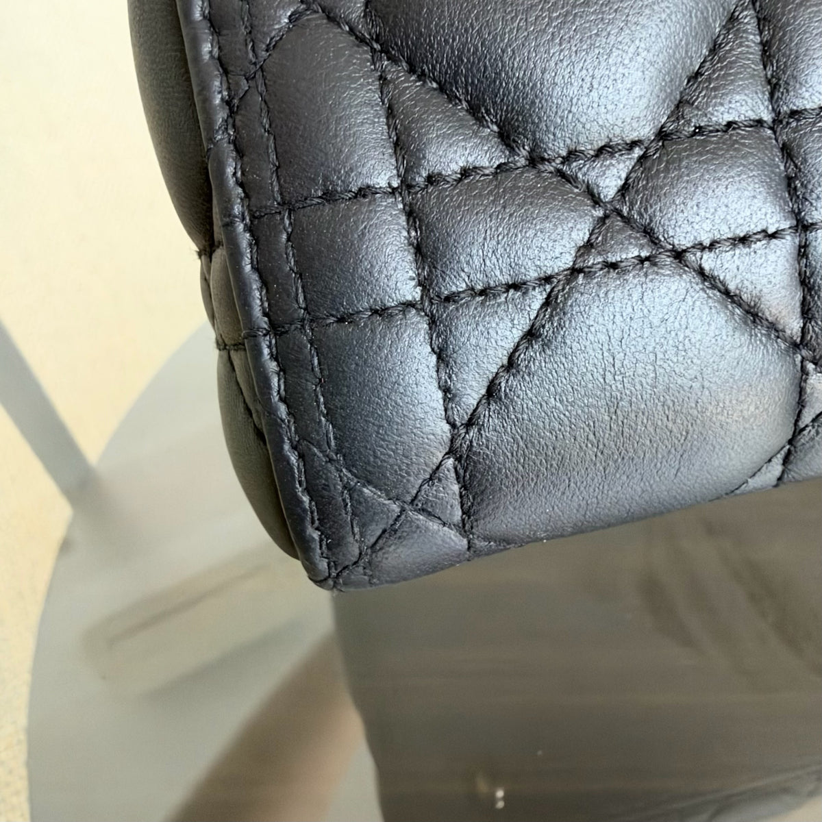 Dior Lady Medium - Flap Open Cannage Lambskin Black Gold Hardware