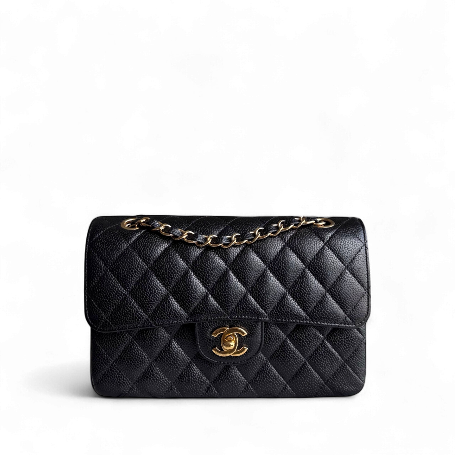 Chanel Classic Flap Small - Caviar 23CM Quilted Grained Calfskin Black Gold Hardware Series 23