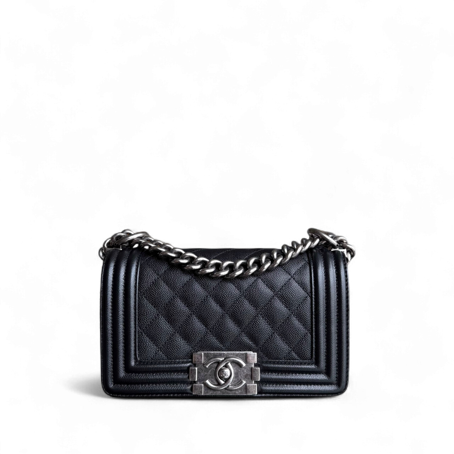 Chanel Boy Small - Caviar Quilted Grained Calfskin Black Ruthenium Silver Hardware Series 30