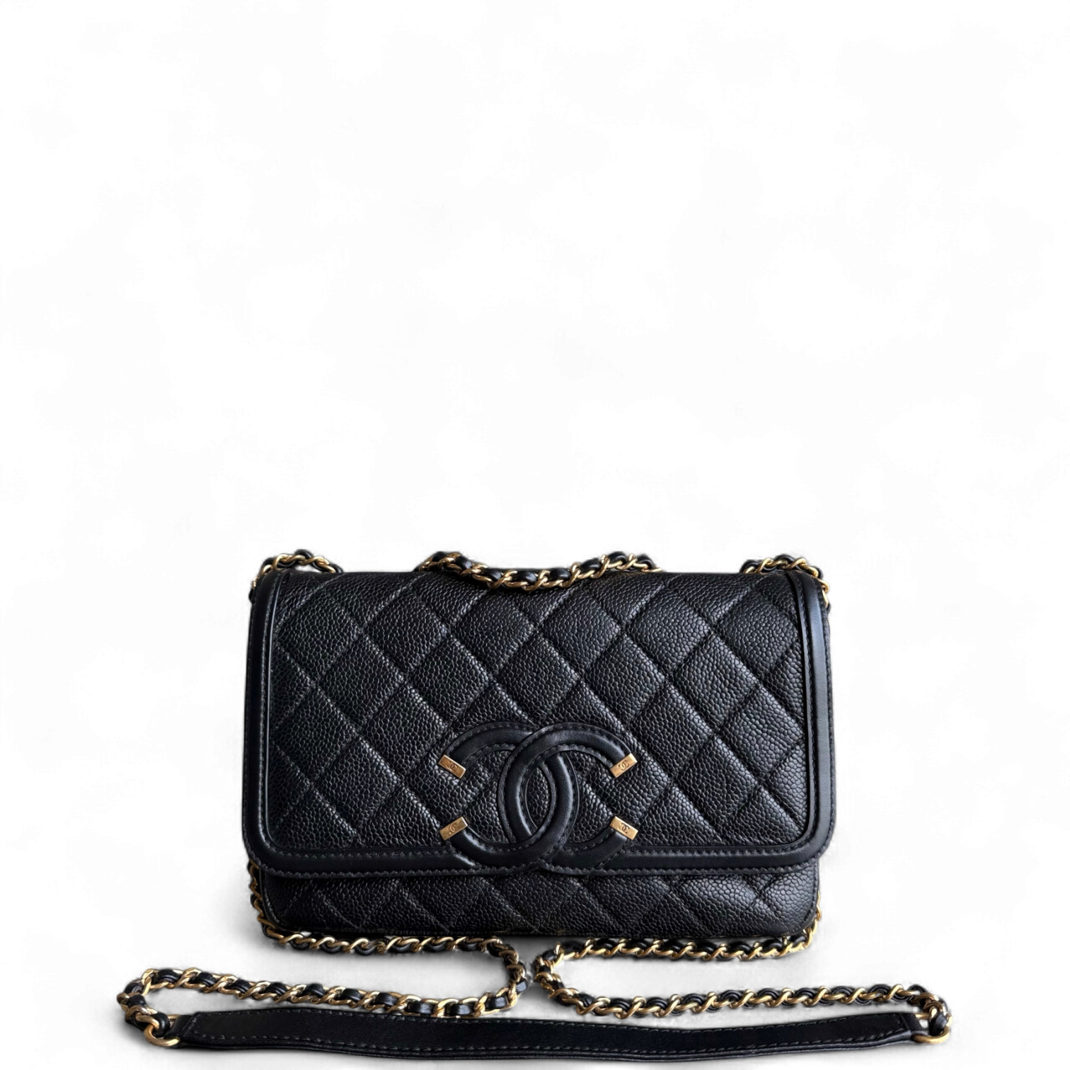 Chanel Filigree CC Small - Caviar Quilted Grained Calfskin Black Gold Hardware Series 23