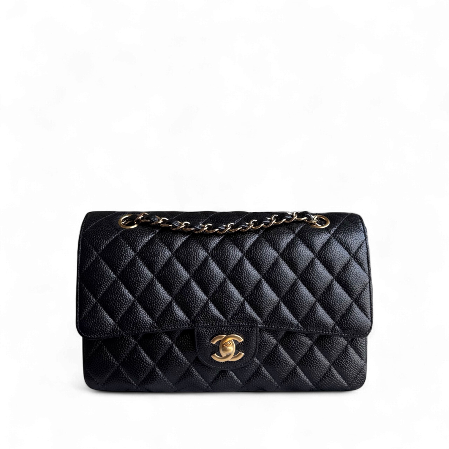 Chanel Classic Flap Medium - Caviar 25CM Quilted Black Gold Hardware Series 27