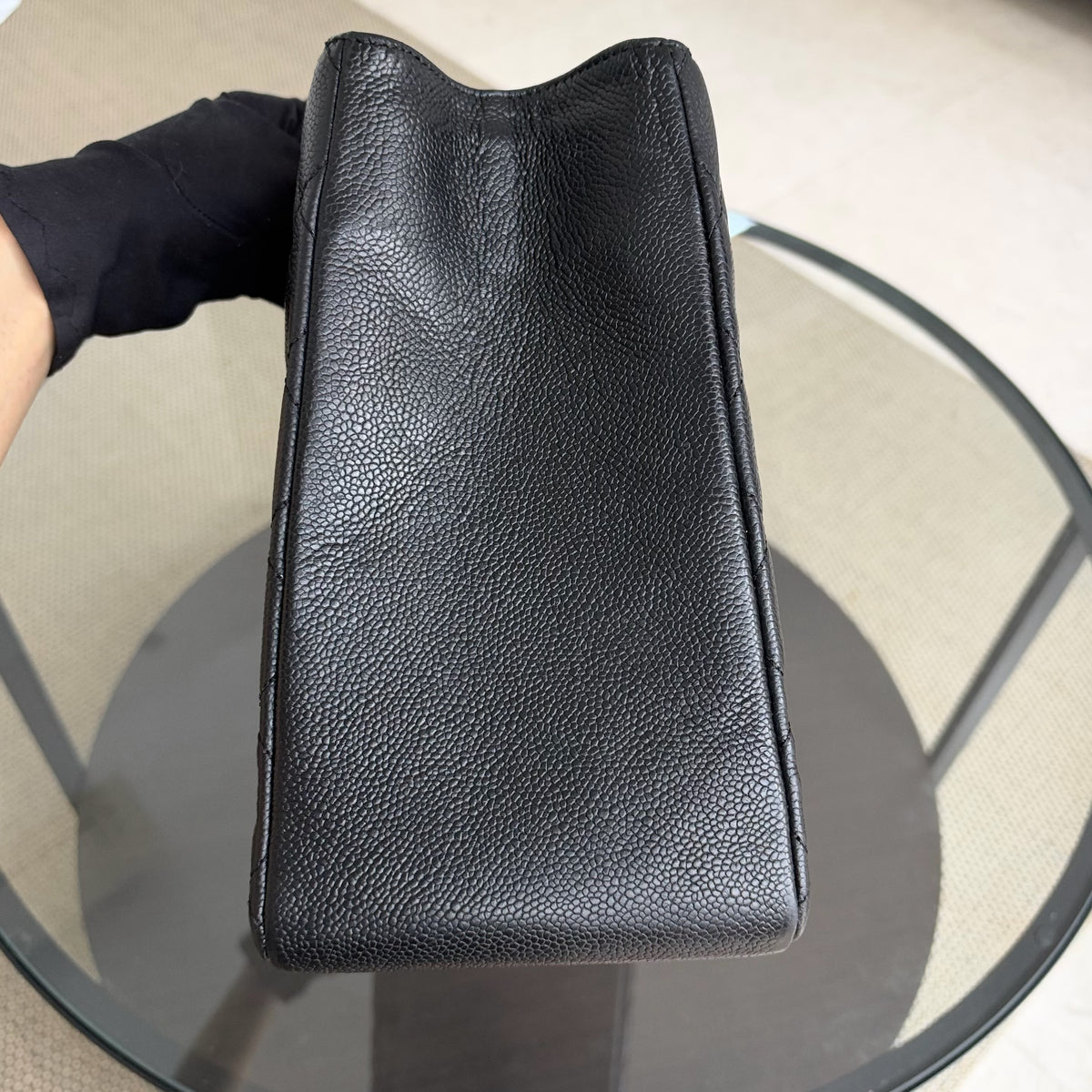 Chanel GST Grand Shopping Tote - Caviar Quilted Black Silver Hardware