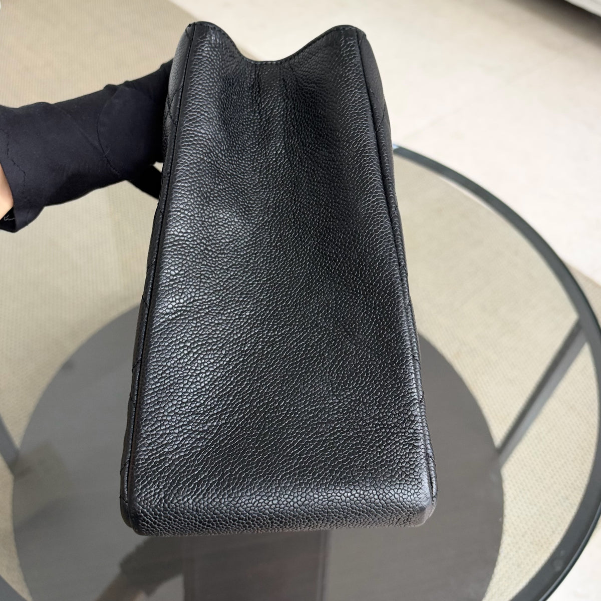 Chanel GST Grand Shopping Tote - Caviar Quilted Black Silver Hardware