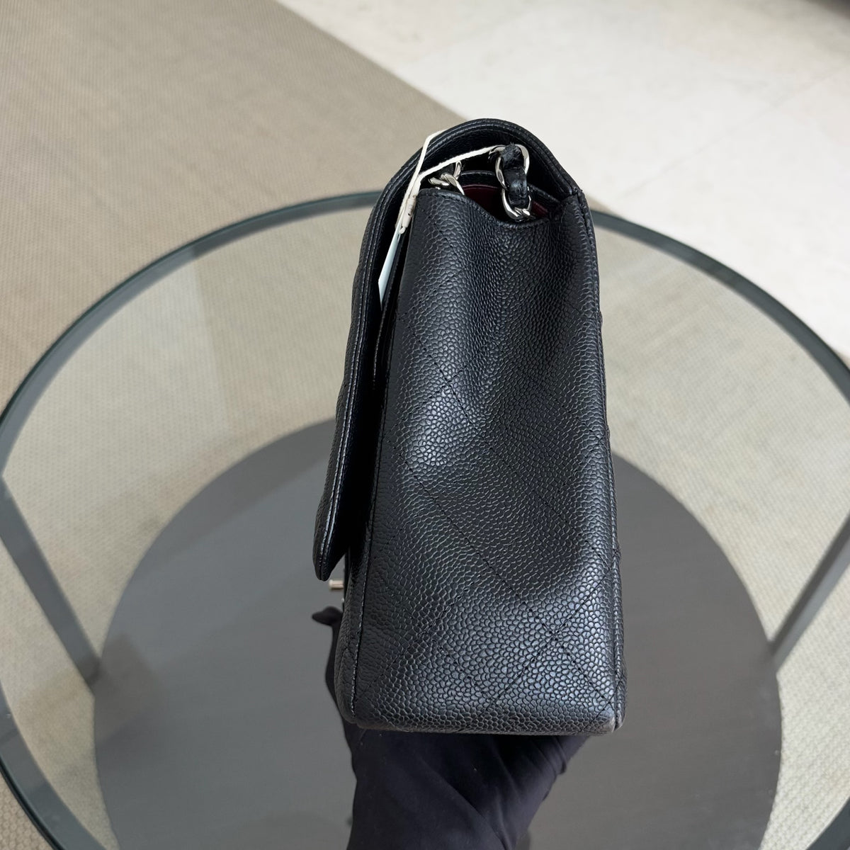 Chanel Classic Flap Maxi - Caviar 33CM Double Flap Black Silver Hardware Series 15