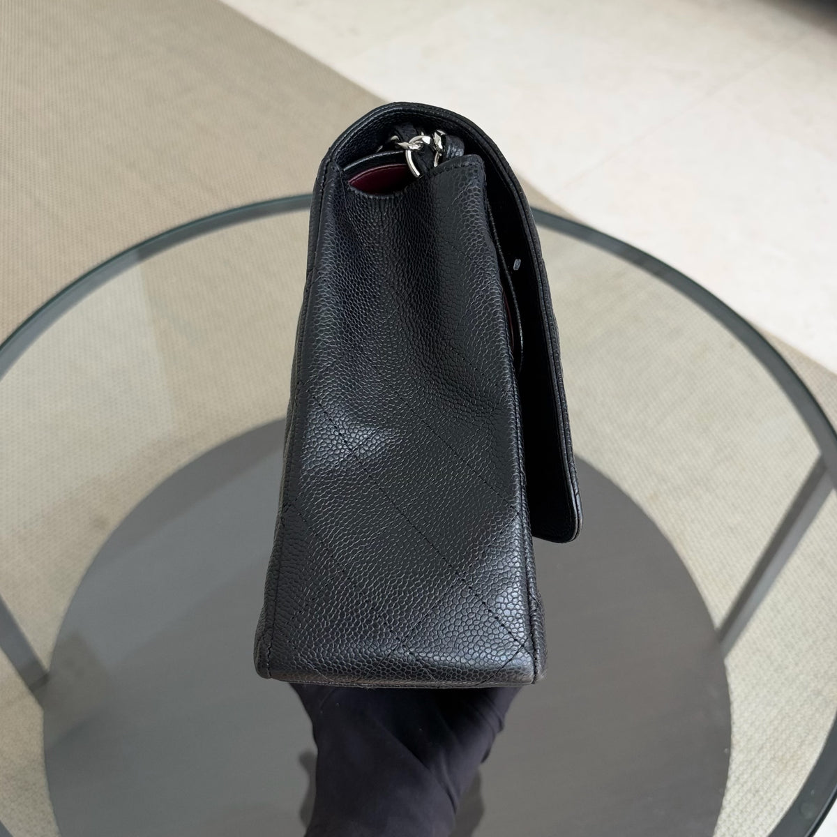 Chanel Classic Flap Maxi - Caviar 33CM Double Flap Black Silver Hardware Series 15
