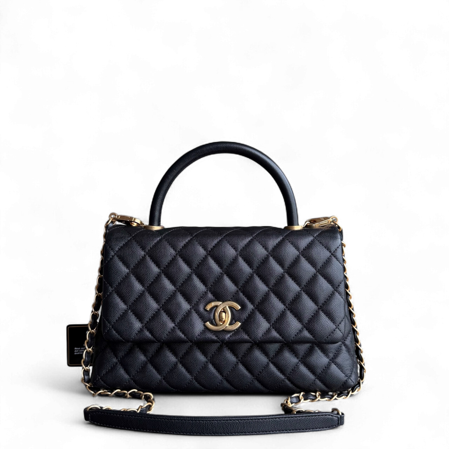 Chanel Coco Handle Medium - Caviar 29CM Quilted Black Gold Hardware Series 25