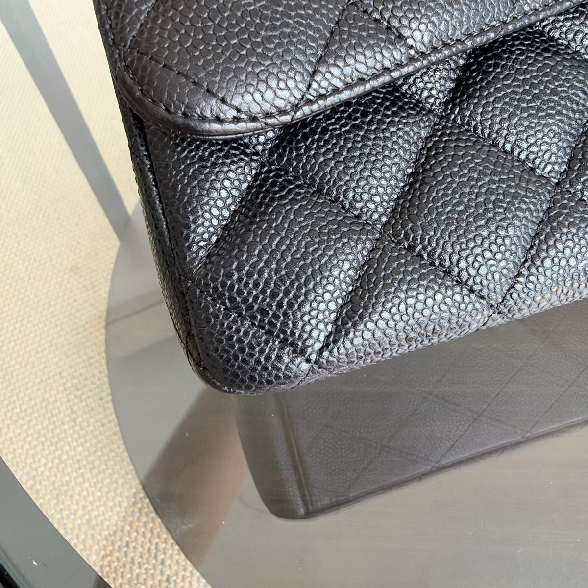 Chanel Classic Flap Maxi - Caviar 33CM Double Flap Black Silver Hardware Series 15