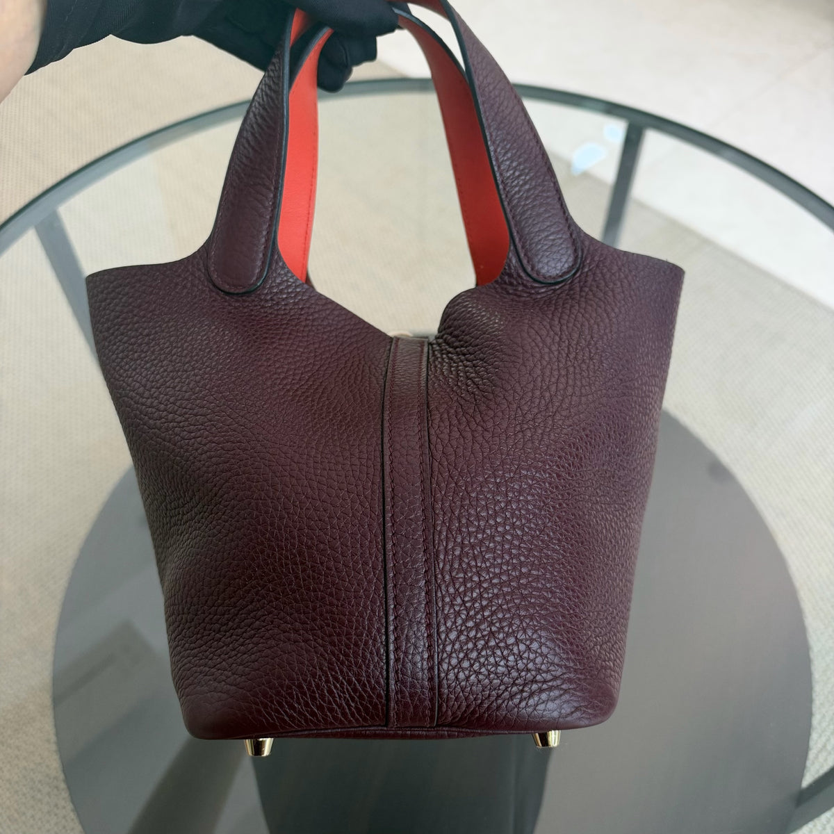 Hermes Picotin 18 - TC Clemence Leather Burgundy Gold Hardware Stamp X