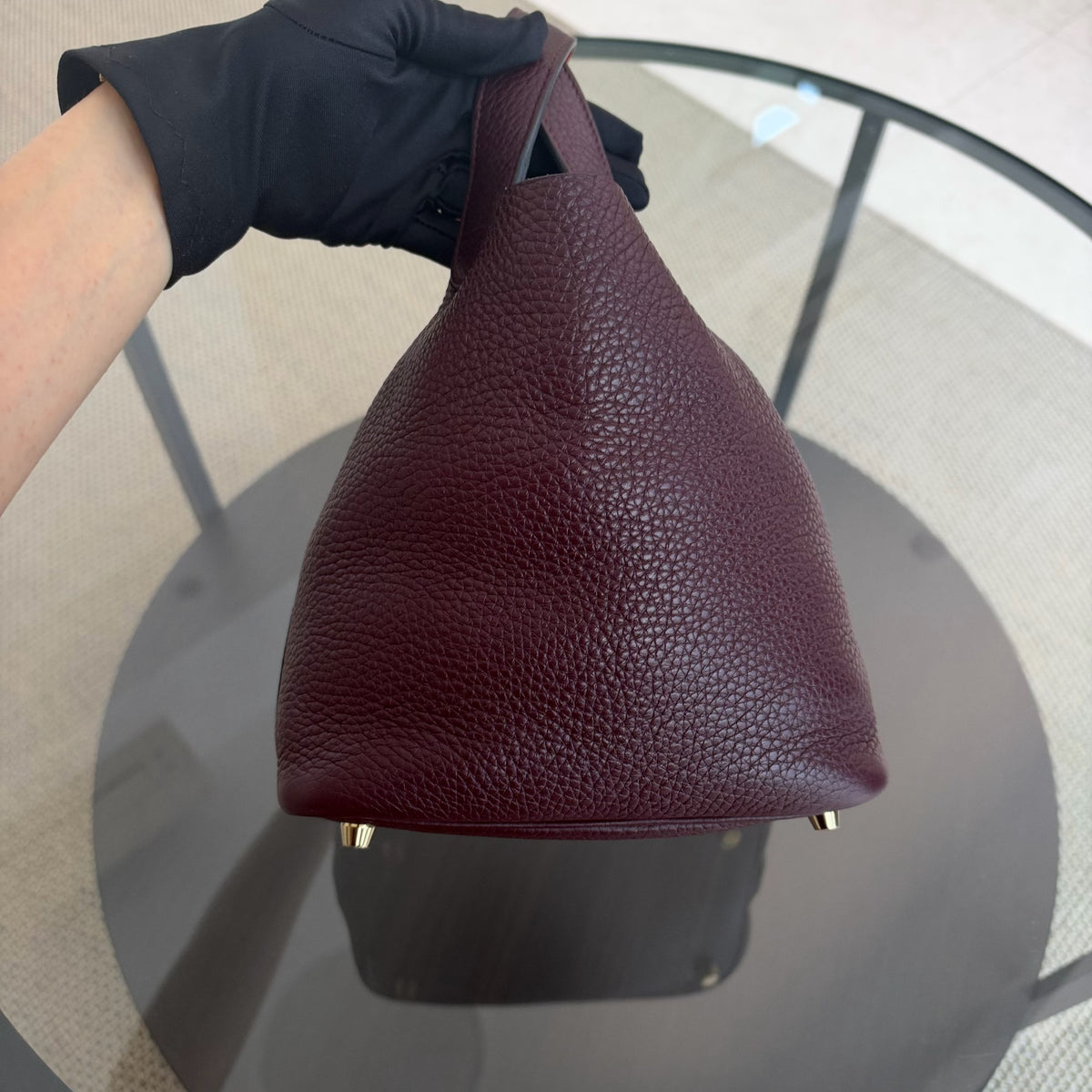 Hermes Picotin 18 - TC Clemence Leather Burgundy Gold Hardware Stamp X