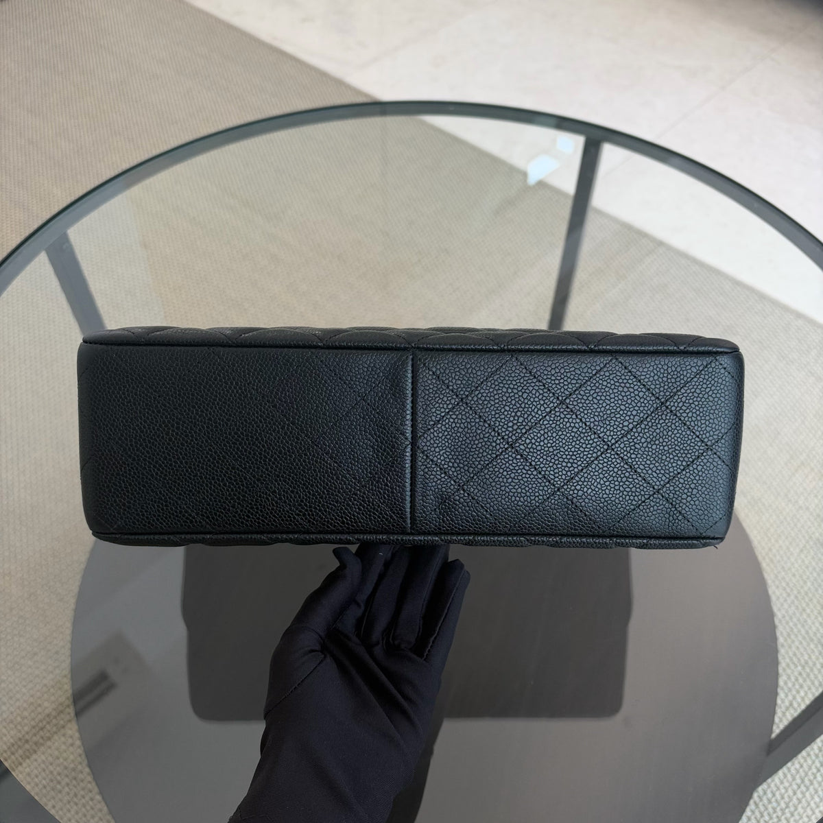 Chanel Classic Flap Jumbo - Caviar 30CM Single Flap Quilted Black Gold Hardware Series 13