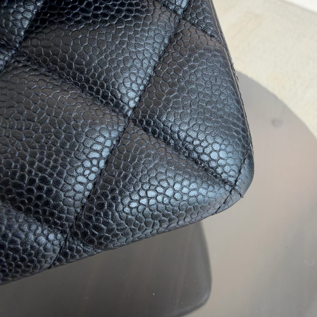 Chanel Classic Flap Jumbo - Caviar 30CM Single Flap Quilted Black Gold Hardware Series 13
