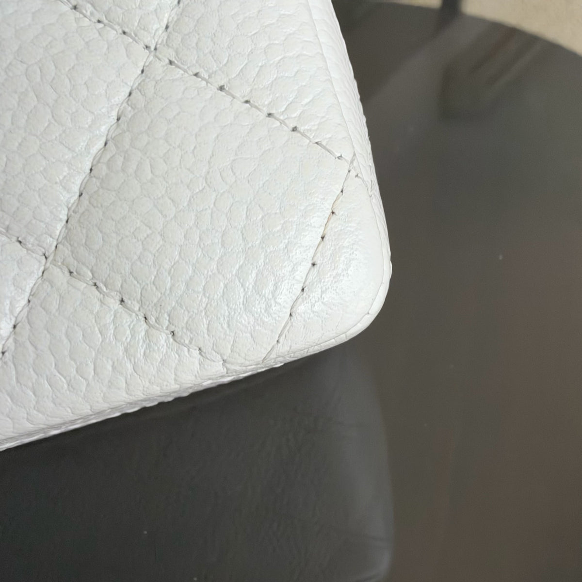 Chanel Mini Rectangle Classic Flap - 20CM Caviar Quilted White Silver Hardware Series 18