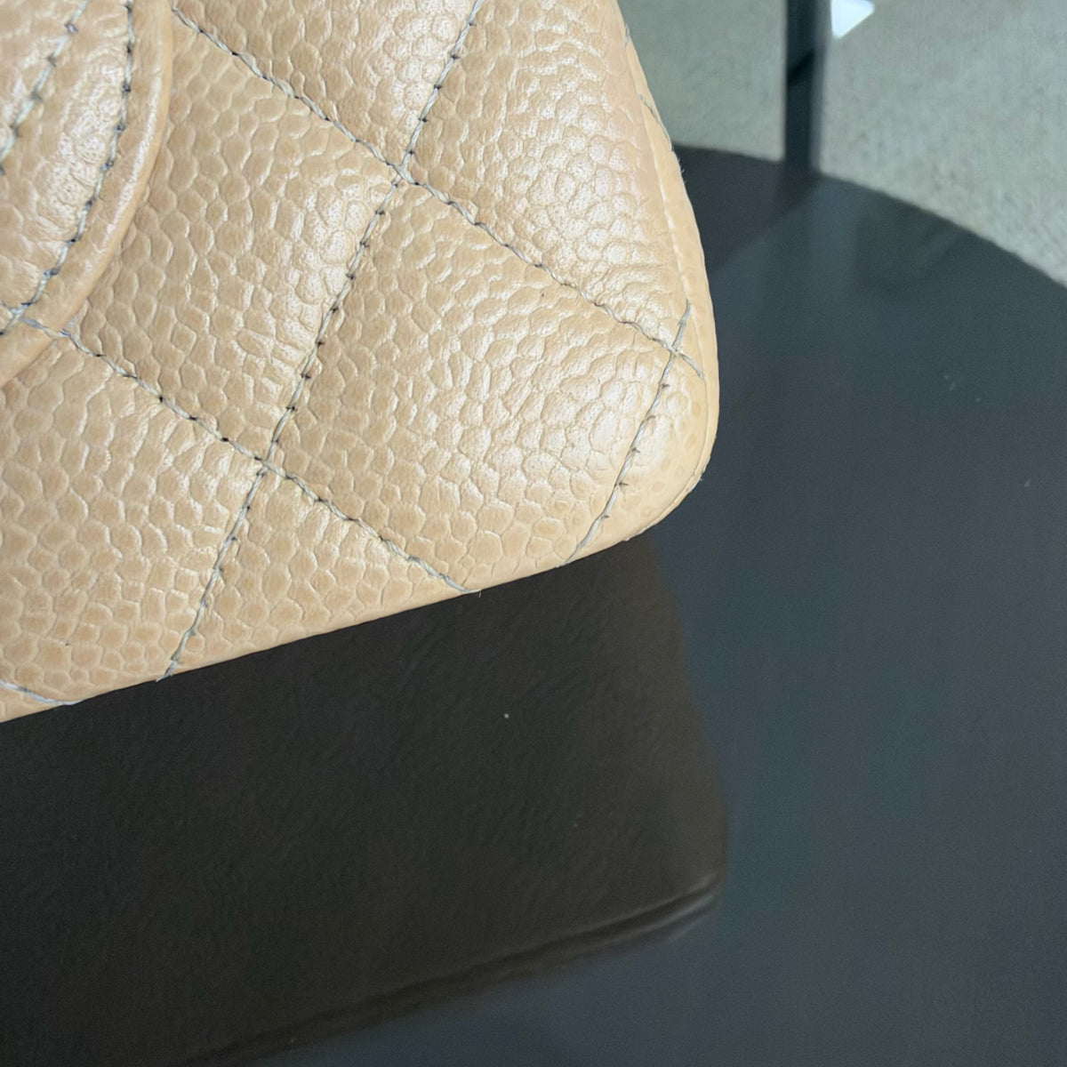 Chanel Classic Flap Small - Caviar 23CM Quilted Dark Beige Gold Hardware Microchip
