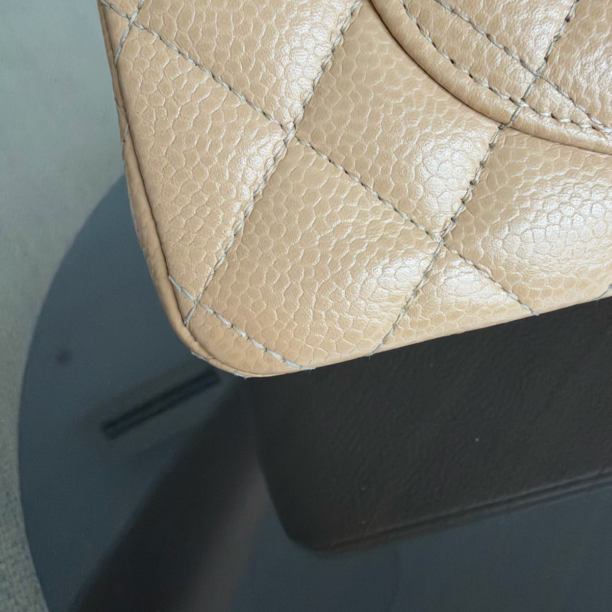Chanel Classic Flap Small - Caviar 23CM Quilted Dark Beige Gold Hardware Microchip