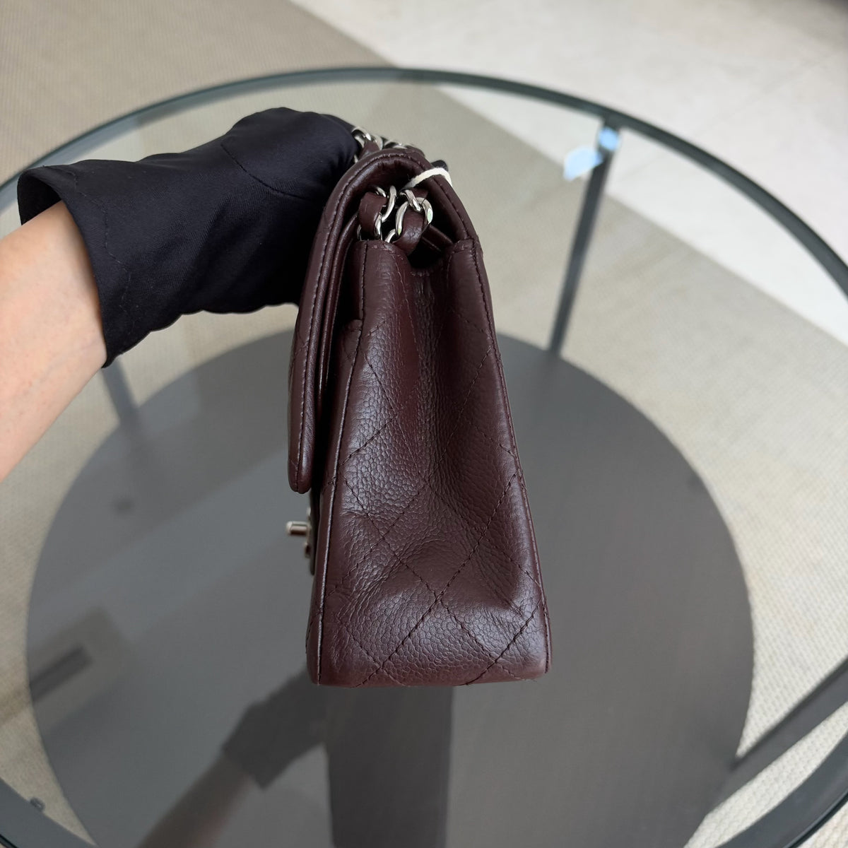 Chanel Classic Flap Medium - 25CM Quilted Caviar Dark Brown Silver Hardware Series 14
