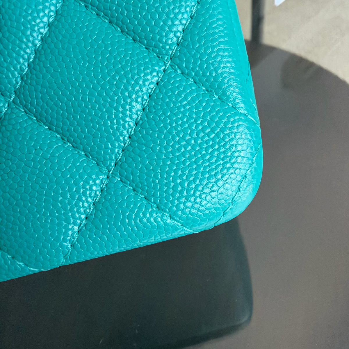 Chanel Classic Flap Medium - Caviar 25CM Quilted Cyan Blue Gold Hardware Series 23