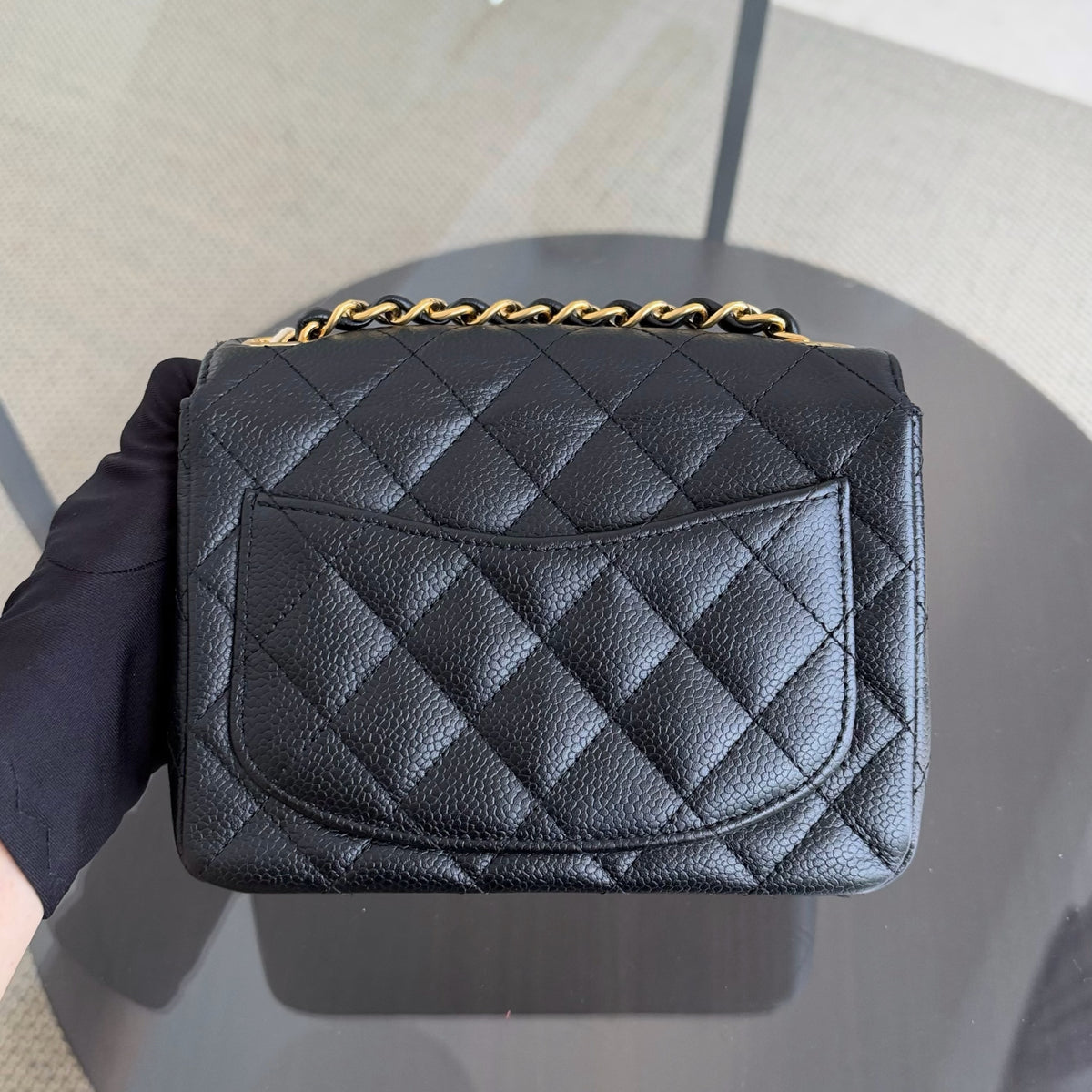 Chanel Classic Flap Mini Square - Caviar Quilted Black 24K Gold Hardware Series 11
