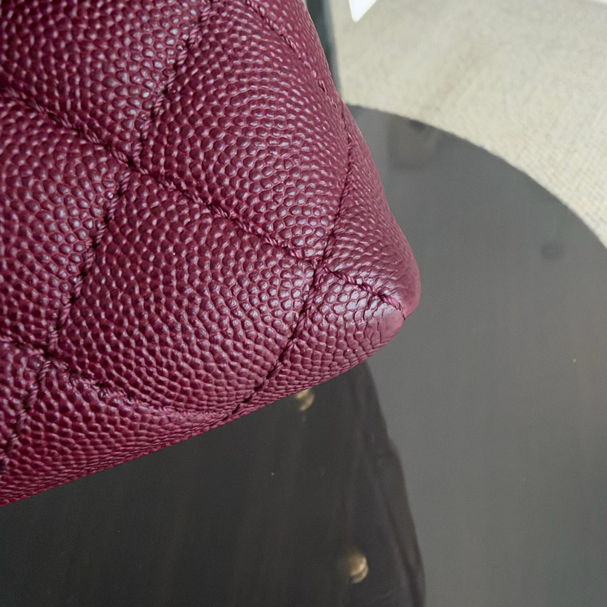 Chanel Coco Handle Medium - Caviar 29CM Quilted Burgundy Gold Hardware Series 24