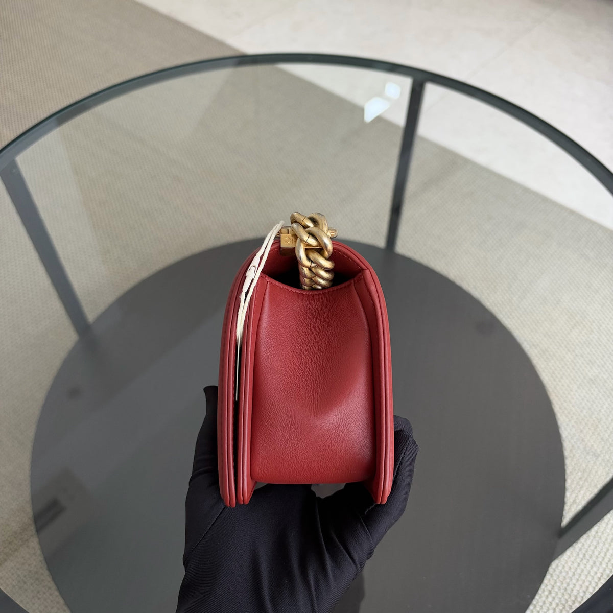 Chanel Boy Small - Calfskin 20CM Quilted Red Gols Hardware Series 26