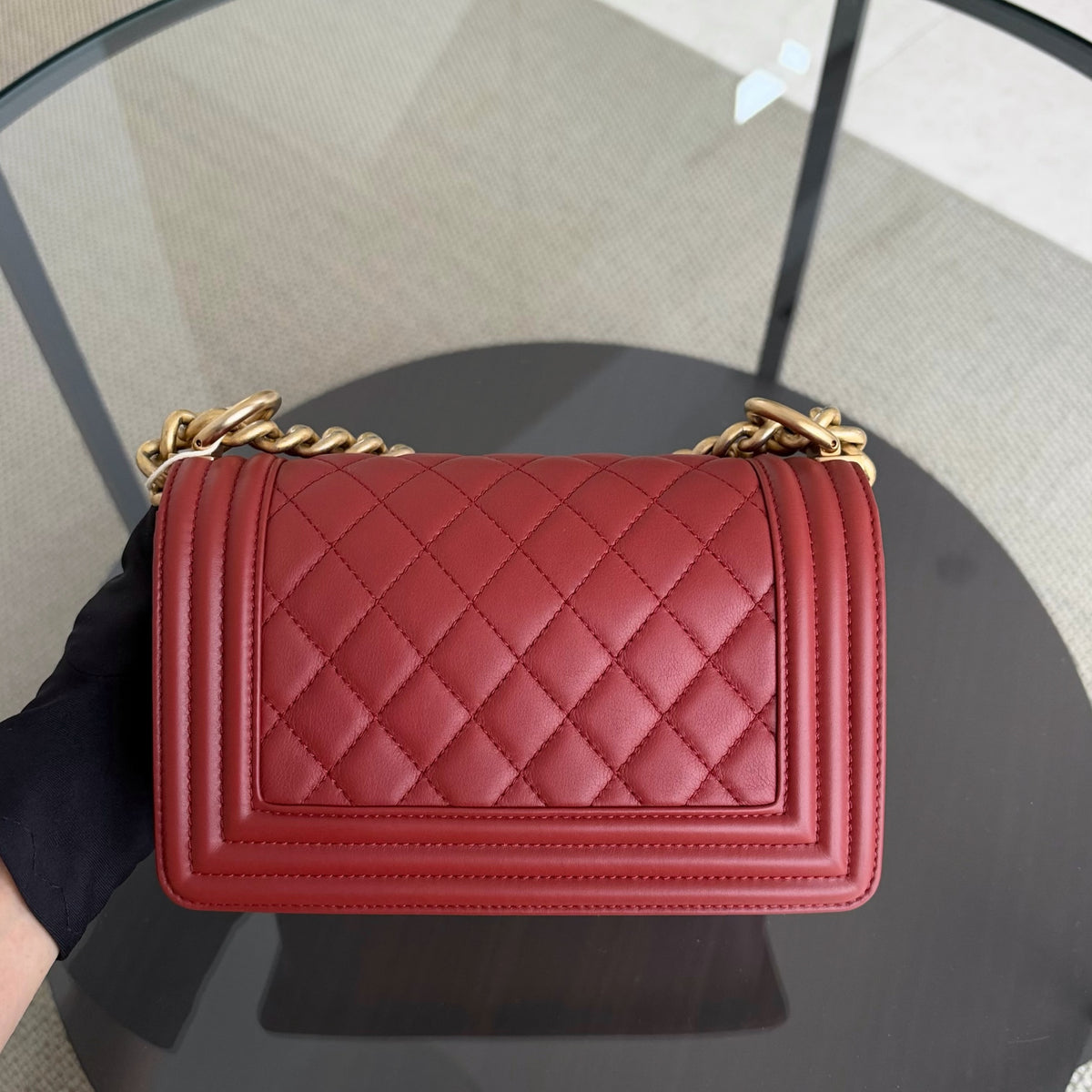 Chanel Boy Small - Calfskin 20CM Quilted Red Gols Hardware Series 26