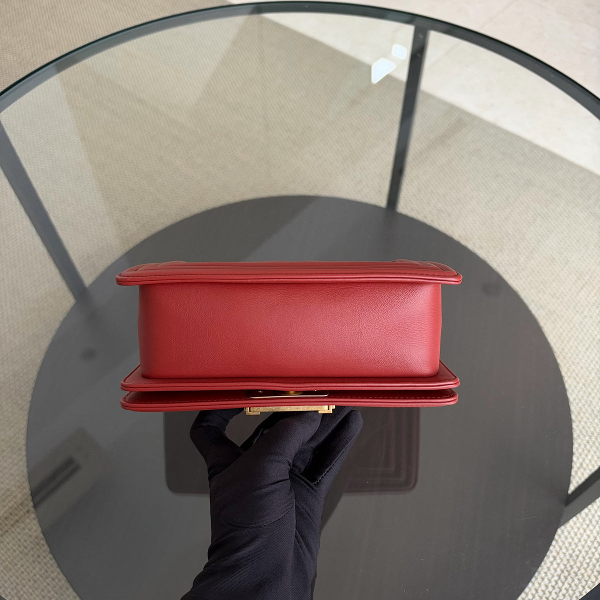 Chanel Boy Small - Calfskin 20CM Quilted Red Gols Hardware Series 26
