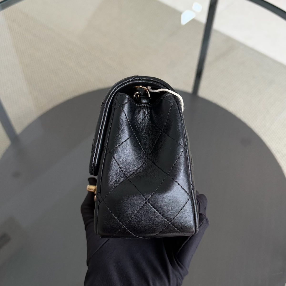 Chanel Classic Flap Mini Square - 17CM Quilted Lambskin Black Gold Hardware Series 21