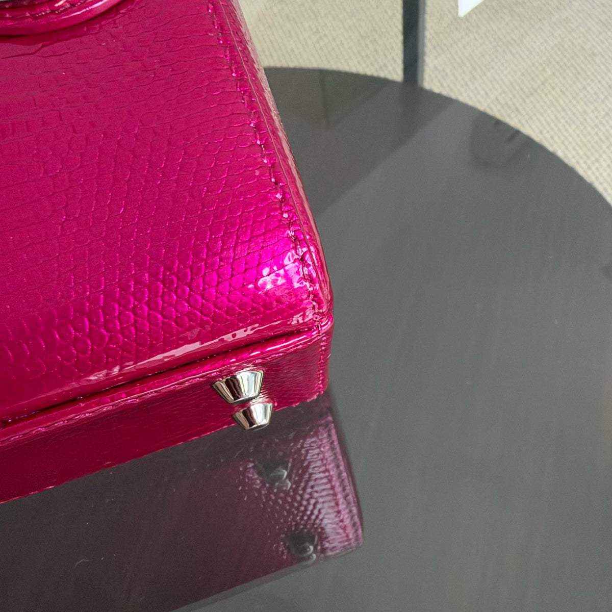 Dior Lady Mini - Exotic Pink Lizard Silver Hardware