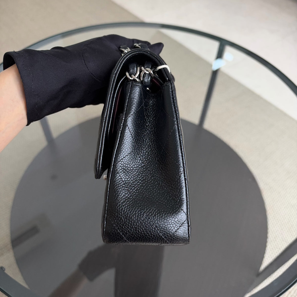 Chanel Classic Flap Medium - Caviar 25CM Quilted Black Silver Hardware Series 21