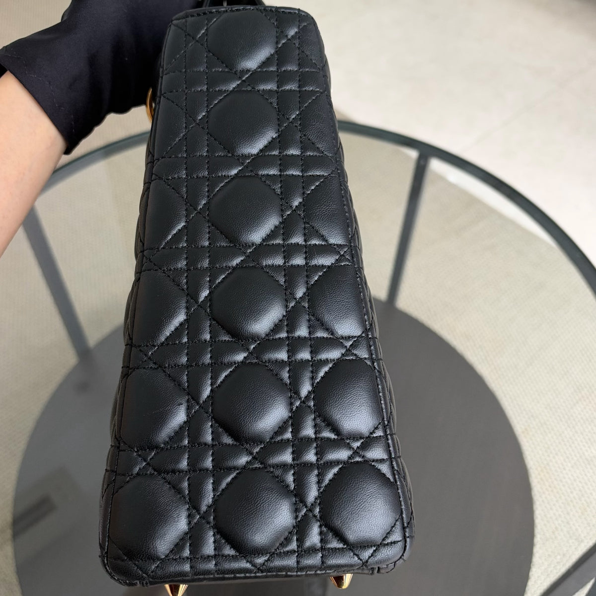 Dior Lady Large - Cannage Lambskin Black Gold Hardware