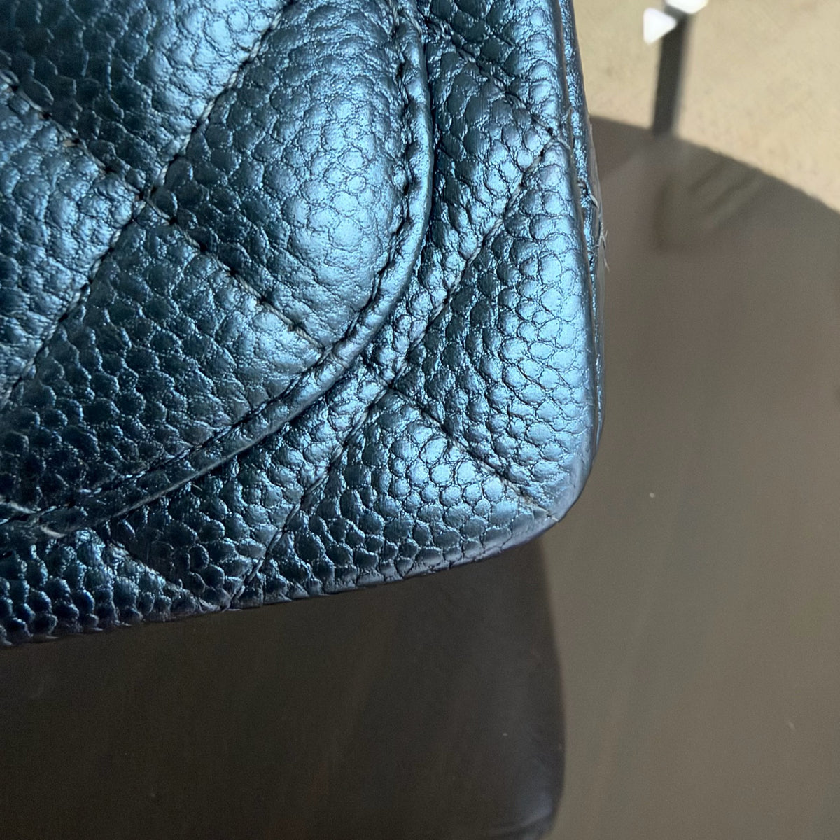 Chanel Classic Flap Mini Square - Caviar Quilted Dark Blue Gold Hardware Series 25