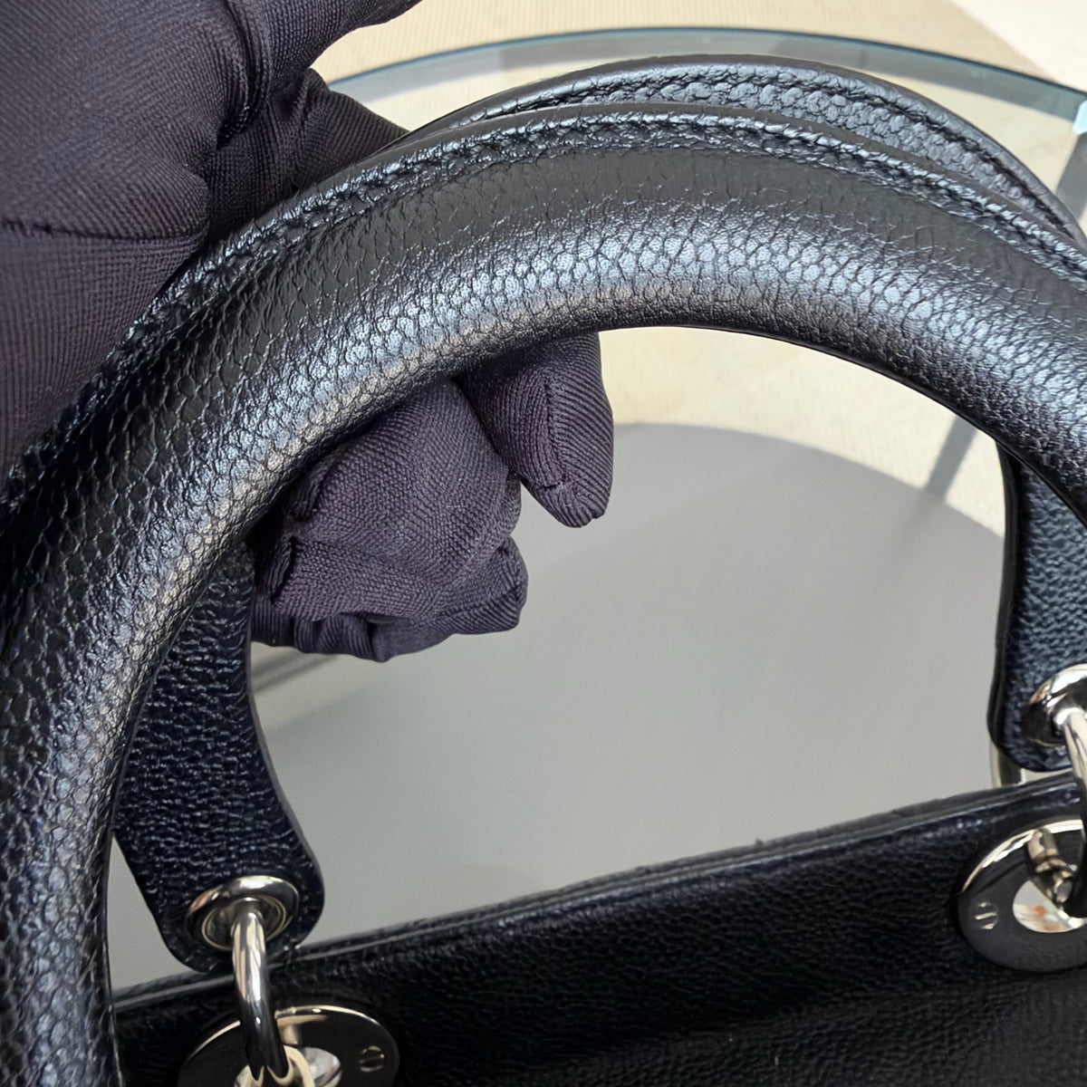 Dior Lady Medium - Cannage Caviar Black Silver Hardware