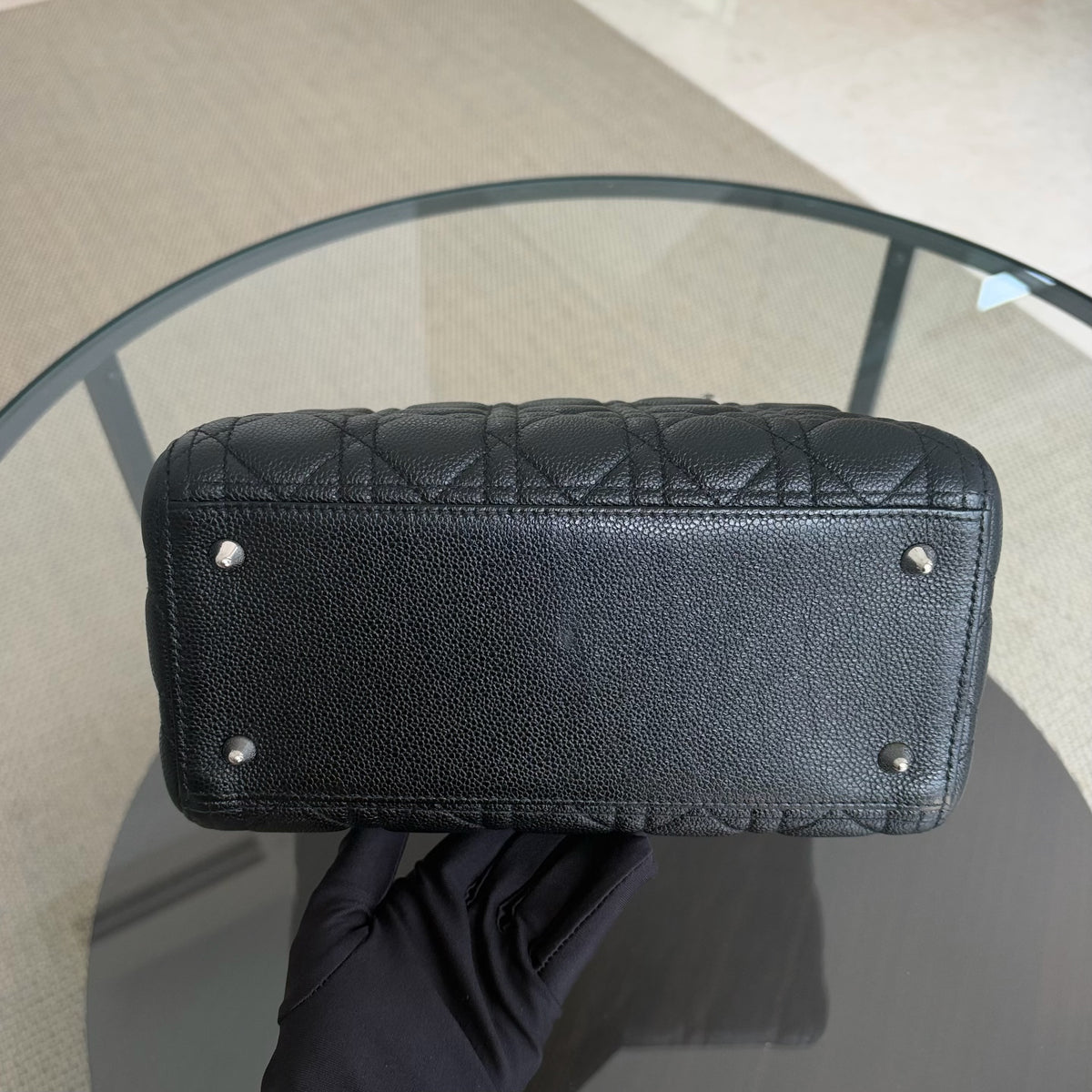 Dior Lady Medium - Cannage Caviar Black Silver Hardware