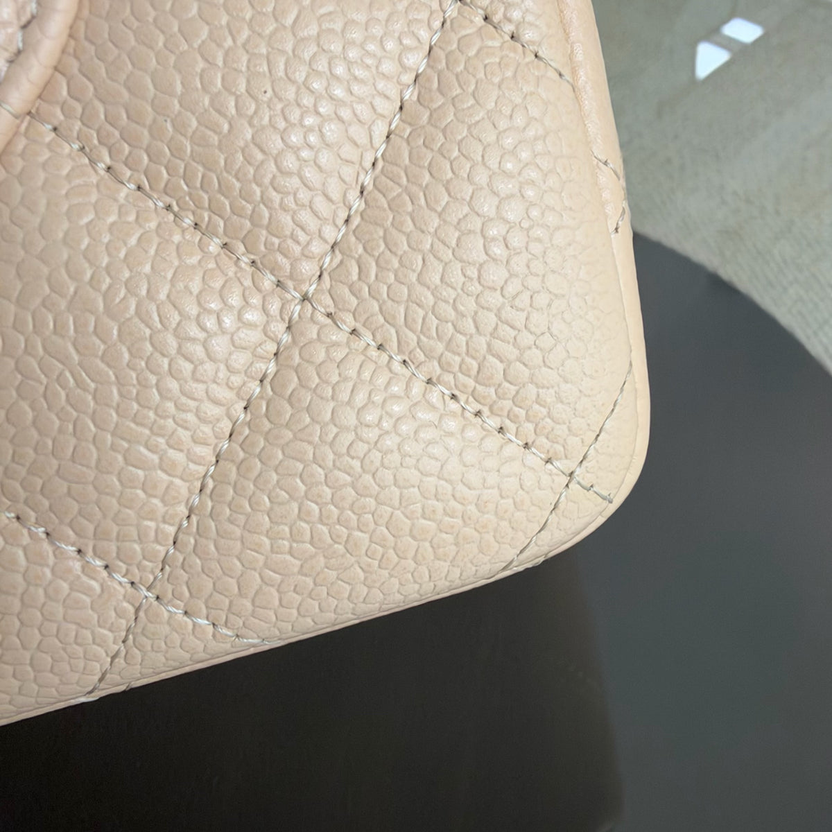 Chanel Classic Flap Jumbo - Caviar Quilted Double Flap Light Beige Gold Hardware Series 14